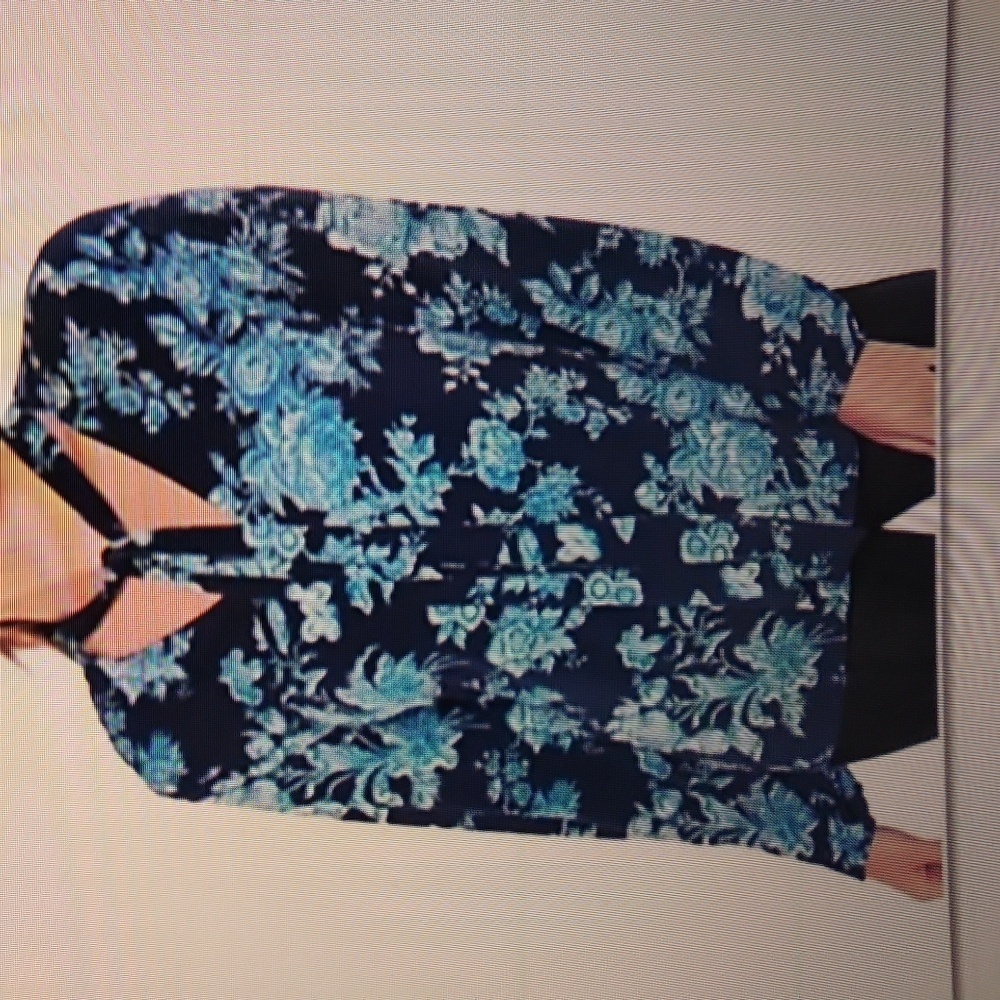 J Jason Wu Long Sleeve Mock Neck City Knit Blouse women's 2X blue floral
